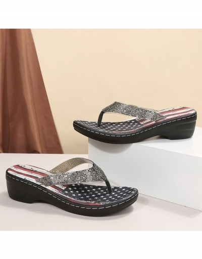 Replica American Flag Printed Flip Flop Mid-Heeled Slippers  #798367 $21.65 USD for Wholesale