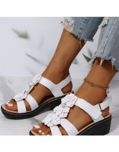 Summer Flower Patch Hook Loop Velcro Heeled Sandals  #798371 $24.89 USD, Wholesale Fashion Heels