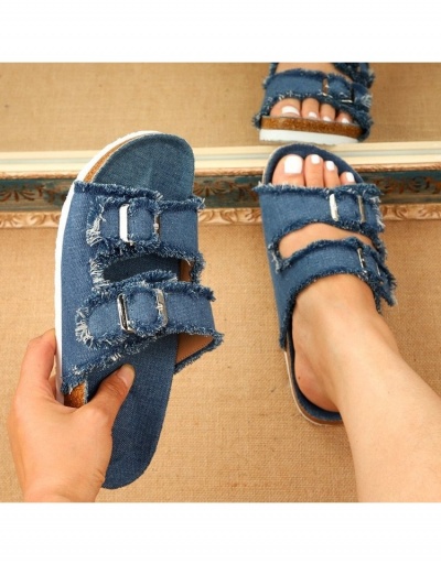 Replica  Summer Casual Denim Pure Color Slippers #798372 $17.25 USD for Wholesale