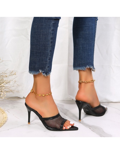 Replica  Summer PU Gauze Hollowed Out Women's High Heels #798388 $22.43 USD for Wholesale