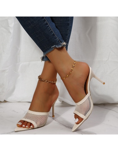 Replica  Summer PU Gauze Hollowed Out Women's High Heels #798388 $22.43 USD for Wholesale