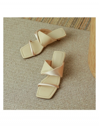 Replica  Pure Color Square Toe Sandals Heels #798392 $21.65 USD for Wholesale