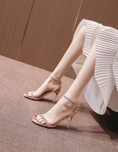 Replica Trendy Rhinestone  Ankle Strap Heels For Ladies #798411 $29.27 USD for Wholesale