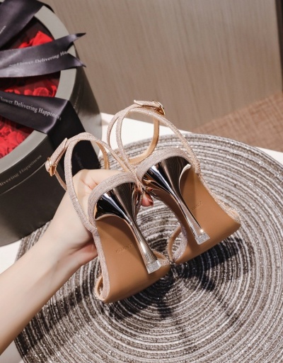 Replica Trendy Rhinestone  Ankle Strap Heels For Ladies #798411 $29.27 USD for Wholesale