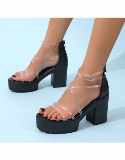 Replica  Fashion PVC Crisscross Transparent Women's Platform Heels #798416 $21.84 USD for Wholesale