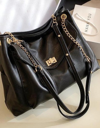 Replica Travel Trendy Solid White Large Black Tote Bag #798417 $23.07 USD for Wholesale