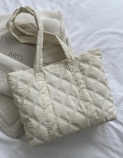 Trendy White Rhombus Lattice Tote Bag For School #798427 $10.69 USD, Wholesale Fashion Tote Bag