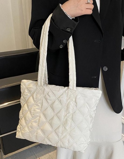 Replica Trendy White Rhombus Lattice Tote Bag For School #798427 $10.69 USD for Wholesale