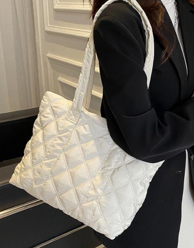 Replica Trendy White Rhombus Lattice Tote Bag For School #798427 $10.69 USD for Wholesale