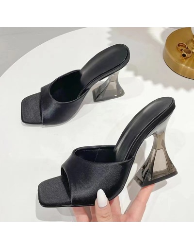 Replica Fashion Pure Color Square Toe Women's High Heel Sandals #798430 $25.48 USD for Wholesale