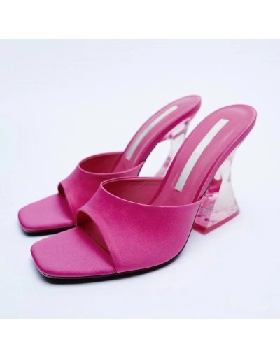 Replica Fashion Pure Color Square Toe Women's High Heel Sandals #798430 $25.48 USD for Wholesale