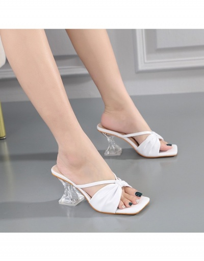 Replica  Square Toe Pure Color Slip On Heels #798439 $35.49 USD for Wholesale