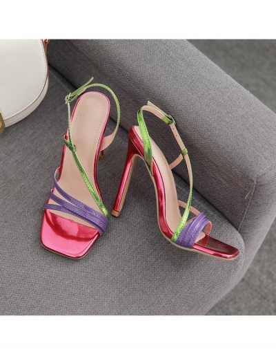 Replica  Summer Contrast Color PU Ankle Strap Heels #798445 $38.32 USD for Wholesale