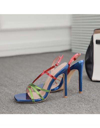 Replica  Summer Contrast Color PU Ankle Strap Heels #798445 $38.32 USD for Wholesale