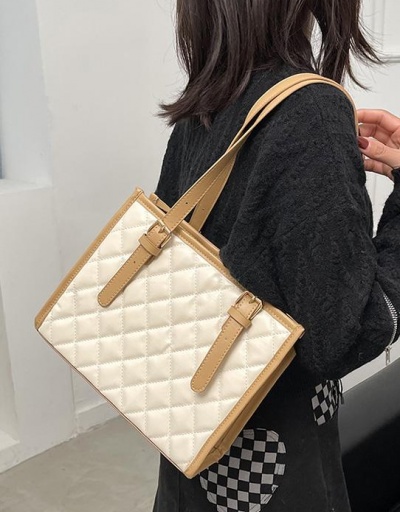 Replica Ladies Rhombus Lattice Contrast Color Tote Bag For Work #798462 $13.33 USD for Wholesale