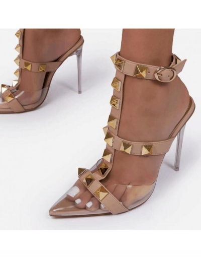  European PVC Rivet Transparent Women's High Heels Shoes #798470 $46.09 USD, Wholesale Fashion Heels