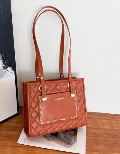 Rhombus Lattice Zipper Up Tote Bag For Work #798471 $13.47 USD, Wholesale Fashion Tote Bag