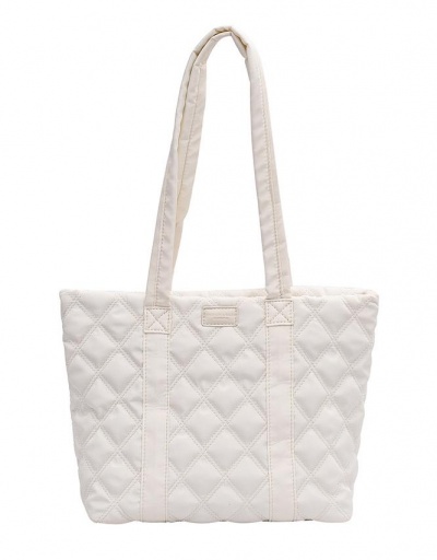 Replica Casual Solid Canvas White Rhombus Lattice Tote Bag For School #798473 $18.40 USD for Wholesale