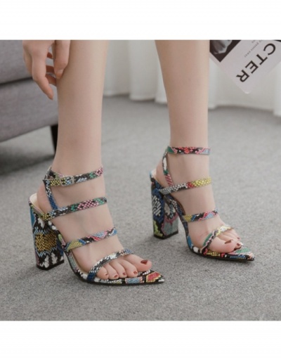 Replica  Sexy Snake Print Pointed Ankle Strap Heels #798482 $36.04 USD for Wholesale