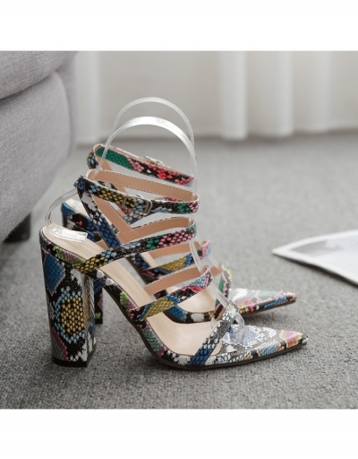 Replica  Sexy Snake Print Pointed Ankle Strap Heels #798482 $36.04 USD for Wholesale