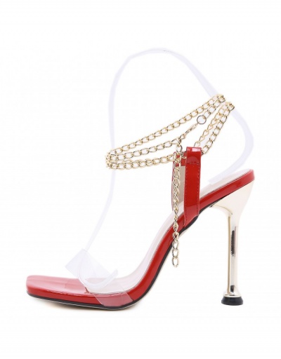 Replica Trendy Chain Square Toe Stiletto Heels #798488 $41.55 USD for Wholesale