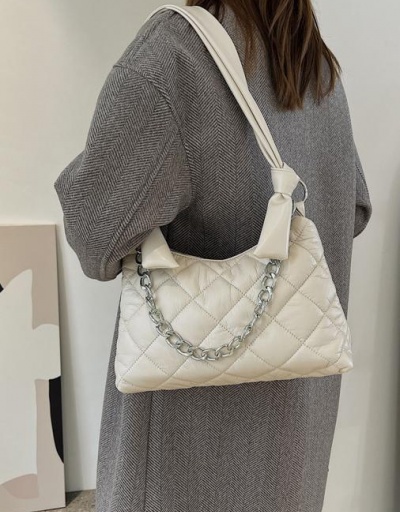 Replica Casual Rhombus Lattice White Tote Bag For Work #798498 $20.60 USD for Wholesale