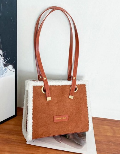 Korean Contrast Color Brown Tote Bag For Work #798505 $11.83 USD, Wholesale Fashion Tote Bag