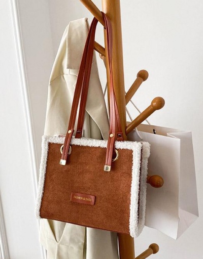 Replica Korean Contrast Color Brown Tote Bag For Work #798505 $11.83 USD for Wholesale