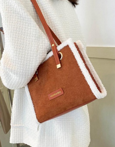 Replica Korean Contrast Color Brown Tote Bag For Work #798505 $11.83 USD for Wholesale