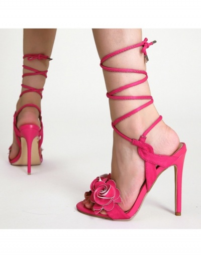 Replica  Patent Leather Flower Bandage Women's Ankle Strap Heel #798506 $40.63 USD for Wholesale