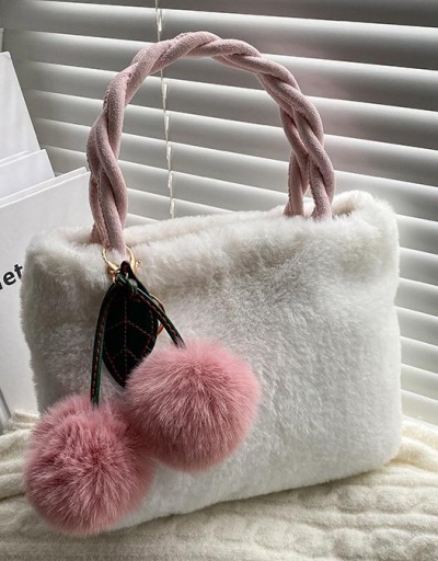 Replica Fluffy Cherry Pendant Cute Shoulder Tote Bags #798518 $8.95 USD for Wholesale