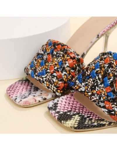 Replica Sexy Snake Skin Print Goblet Heel   Heeled Slippers  #798527 $24.38 USD for Wholesale