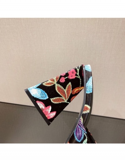 Replica Retro Flower Pattern Chunky High  Heeled Slippers  #798535 $39.15 USD for Wholesale