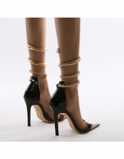 Replica Sexy Ladies Black Pointed  Stiletto  Ankle Strap Heels  #798537 $50.15 USD for Wholesale