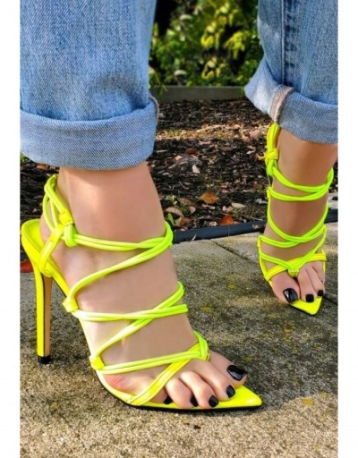  New Style Fluorescent Lace Up High Heels Sandals #798541 $42.45 USD, Wholesale Fashion Heels