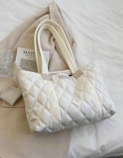 Casual Rhombus Lattice White Tote Bag For Student #798548 $20.03 USD, Wholesale Fashion Tote Bag