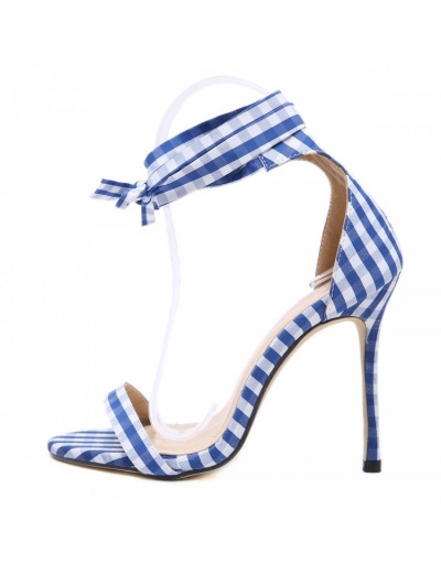 Replica Plaid  Vintage Style Stiletto  Lace Up Heeled Sandals  #798549 $41.86 USD for Wholesale