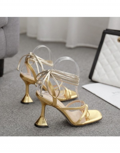 Replica Ladies Square Toe Lace Up Heeled Sandals  #798554 $40.63 USD for Wholesale