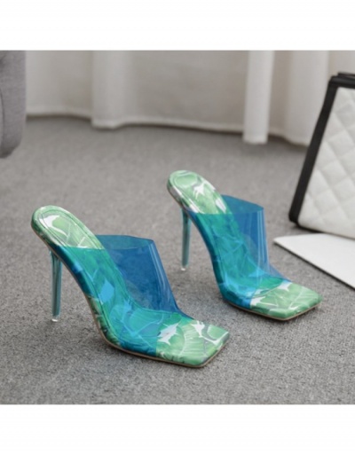 Replica Transparent Stiletto Square Toe Slip On Heeled Slippers  #798556 $39.00 USD for Wholesale