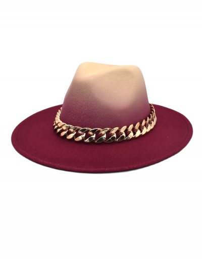 Ladies Gradient Color Big Chain Men Fedora Hat  #798573 $13.53 USD, Wholesale Fashion Hats