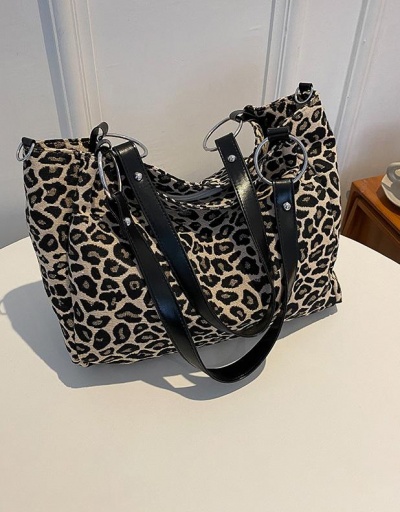 Replica Casual Versatile Houndstooth  Leopard Large Tote Bag #798589 $10.61 USD for Wholesale