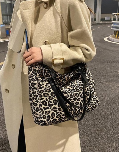 Replica Casual Versatile Houndstooth  Leopard Large Tote Bag #798589 $10.61 USD for Wholesale