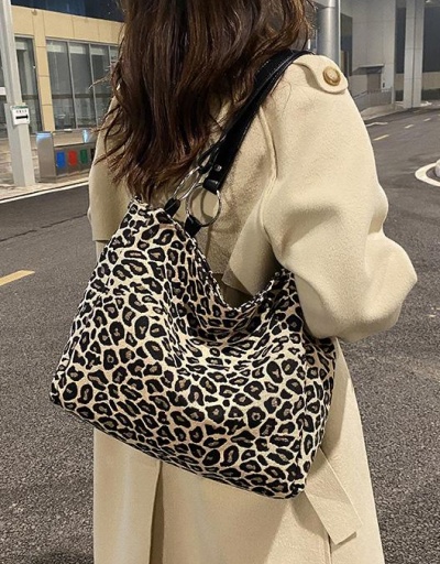 Replica Casual Versatile Houndstooth  Leopard Large Tote Bag #798589 $10.61 USD for Wholesale