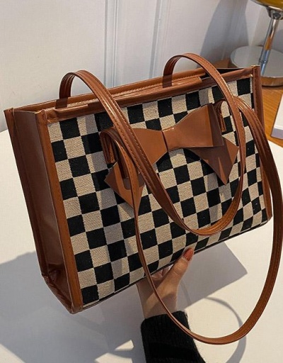 Replica Fashion Contrast Color Plaid Deign Tote Bags  #798595 $10.61 USD for Wholesale