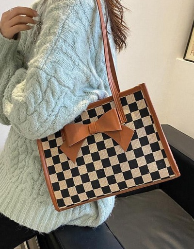 Replica Fashion Contrast Color Plaid Deign Tote Bags  #798595 $10.61 USD for Wholesale