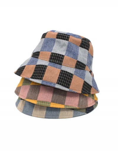 Contrast Color Grid Unisex Fisherman Bucket Hat  #798610 $11.23 USD, Wholesale Fashion Hats