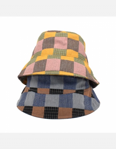 Replica Contrast Color Grid Unisex Fisherman Bucket Hat  #798610 $11.23 USD for Wholesale