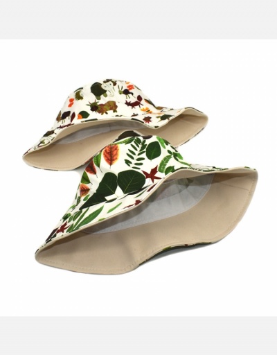 Replica Animal Leaf Printed Cotton  Fisherman Hat  For Unisex #798618 $11.84 USD for Wholesale