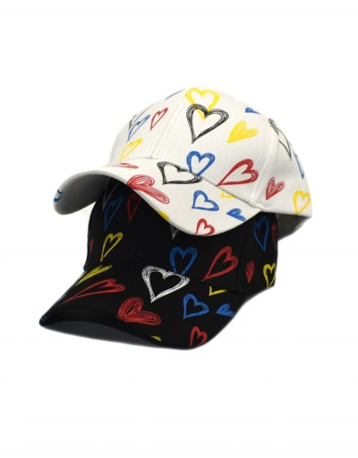 White Heart Printed Unisex Cotton Baseball Cap  #798620 $11.84 USD, Wholesale Fashion Hats