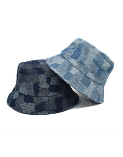 Chic Blue Denim Color Block Unisex Fisherman Hats #798625 $11.00 USD, Wholesale Fashion Hats